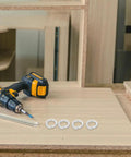 Built Tough M8 Stainless Steel Split Ring Lock Washers Kit, 100 Pieces, Spring Lock Washers For General Repairs And Industrial Fastening, Easy Install, Durable, Versatile Fastening Solution on wood with drill and washers