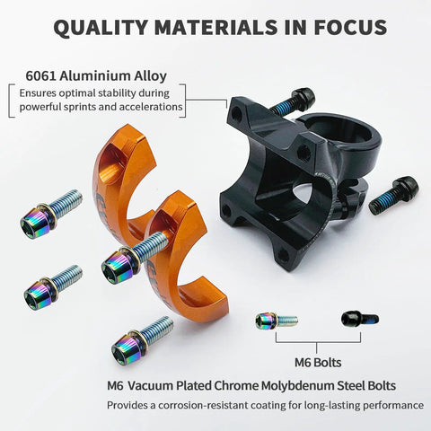 Ultra Lightweight 40mm MTB Stem For 31.8mm Handlebar And 28.6mm Tubes CNC Aluminum Alloy Short Riser Mountain Bike Bar Stem Ultralight And Strong Built Tough For Trail Riders 141g Black Orange with 6061 aluminum and M6 bolts