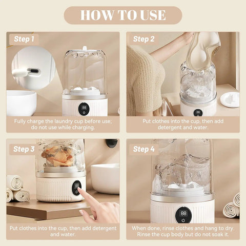 Step-by-step guide on using Sleek Mini Portable Washing Machine With Bright Digital Screen And Cordless Battery For Hella Fast Loads Designed For Lazy Dorm Days And Smooth Hotel Stops Keeps Your Threads Looking Fresh.