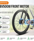 48V 500W Front Hub Ebike Motor Conversion Kit With Battery And Display For 20 26 And 700C Wheels diagram and features