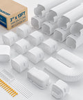 Paintable 13Ft Mini Split Line Set Cover Kit with flexible duct, 3 inch decorative cover for indoor outdoor HVAC cables and piping
