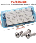84 Piece M6 Hex Socket Bolts And Nuts Set Stainless Steel 304 Hardware Kit with labeled box and bolts detail