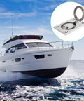 Flush Ring Pull Handle in Stainless Steel for boats and cabinets shown installed on a boat, highlighting marine-grade design.
