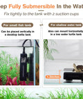 Mini Fish Tank Submersible Heater 20W For 1 To 5 Gallons With Digital Display Controller installed in fish and turtle tanks