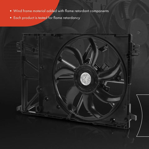 Superior Engine Radiator Cooling Fan Assembly With Brushless Motor Fits Lexus Es300h Camry Hybrid Avalon 2018 To 2022, close-up view showing black wind frame.