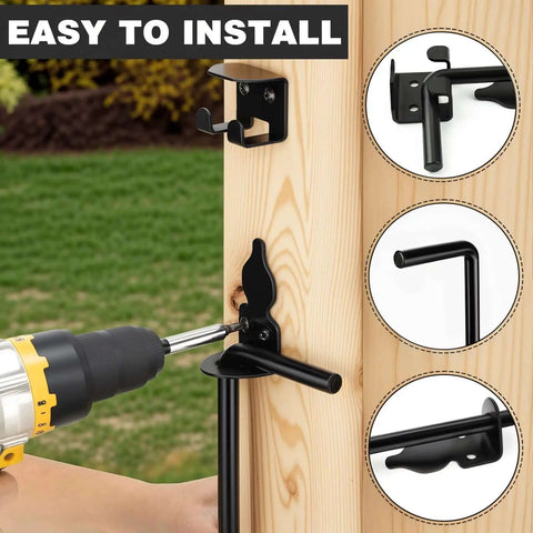 Installation of Two Pack 18 Inch Heavy Duty Cane Bolt Gate Drop Rod Stopper Hardware For Wood Metal Vinyl Fences and Doors