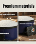 Heavy Duty Electric Hot Glue Pot With One Pound Pellets And Precise Temperature Control showing rubber pellets and control features.