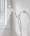 Ignite Dual Shower Head Kit With Handheld And Fixed 3.75 Inch Heads, 5 Spray Settings Each, Includes Hose And Diverter, Chrome Finish