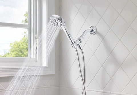 Ignite Dual Shower Head Kit With Handheld And Fixed 3.75 Inch Heads, 5 Spray Settings Each, Includes Hose And Diverter, Chrome Finish
