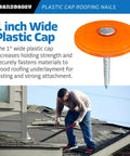 Pro Grade Plastic Cap Roofing Nails With Hella Secure Ring Shank And Tough Electro Galvanized Steel For Roof Underlayment Felt Paper And House Wrap, 1 inch plastic cap and nail.