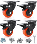 2 Inch Caster Wheels Set Of 4 With Brakes Heavy Duty Polyurethane Swivel Casters 360 Degree Plate Caster Wheels For Carts