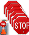 6 Pack 12x12 Inch Double Sided Stop Signs For Construction Zones Parking Lots And Kid Safe Areas Weatherproof PVC