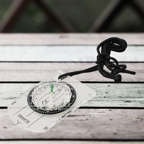 Dual Measurement Scale For Inch And Millimeter Precision Map Ruler Compass Navigation Tool For Scouting And Orienteering with lanyard