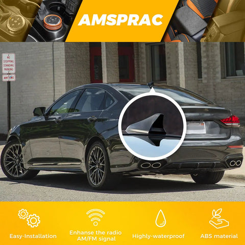 Shark Fin Antenna Cover For Kia Optima 2014-2020 Without GPS, sleek black roof aerial cap with weatherproof finish, close-up view