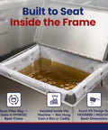 Heavy Duty Reusable Fryer Oil Filter Bag With Micro Mesh Strainer For Restaurant Kitchens Keeps Grease Crisp And Saves Serious Dough On Cooking Oil For MOD0800 Machines inside stainless steel basin, designed for exact fit.