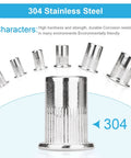 Top Shelf Heavy Duty 1/4 Inch 20 Thread Rivet Nuts, 100 Piece 304 Stainless Steel Flat Head Nutserts, Built Tough Corrosion Resistant Threaded Inserts For Garage And Mechanic Work in various sizes.