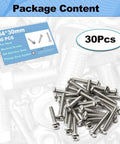 M4x30mm Stainless Steel Pan Head Phillips Machine Screws 0.7mm Pitch 1.18 Inch Fully Threaded Bolts For Cabinet Doors And Furniture Pack Of 30