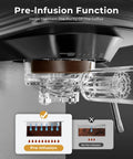 Pre-infusion function display on Knock Out Barista Level Shots With This 20 Bar Semi Automatic Espresso Machine.