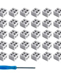 30 Pack Solderless LED Tape Light Connectors With Screw Terminal Blocks 2 Pin 10mm, Includes Screwdriver, Wire To COB Strip Connector
