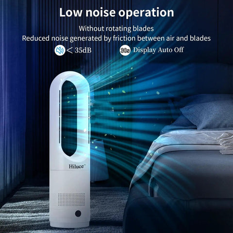 All Season Bladeless Space Heater And Tower Fan Combo With Remote Eight Speeds Quiet 25dB 90 Degree Oscillation 9H Timer
