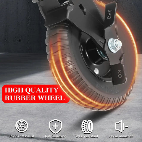 Close-up of rubber wheel from Beefy 8 Inch Gate Wheels With Brake 2 Pack For Metal And Wooden Gates 600 Pound Capacity 360 Degree