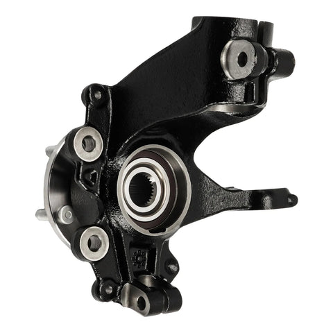 Front Steering Knuckle And Wheel Bearing Hub Assembly Kit For Ford Focus 2012 2018 Front Left And Right 2 Piece Set Replaces BR935005LK BR935006LK Direct Fit No Fuss Install, close-up view of knuckle and bearing unit
