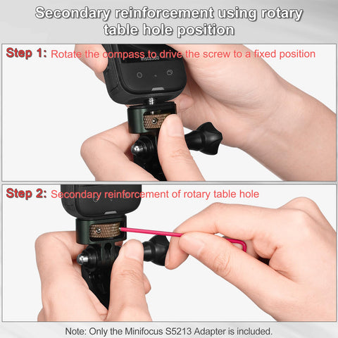 One Quarter Inch Camera Mount Adapter Screw Head For GoPro Hero, DJI, Insta360, Sjcam Action Cameras in hand showing setup process