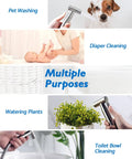 Toilet Bidet Sprayer Kit Handheld With Adjustable Jet Spray; uses include pet washing, diaper cleaning, watering plants, toilet cleaning.