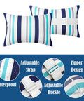 Two Pack Outdoor Chaise Lounge Head Pillow With Elastic Strap Red Stripes Water Resistant Headrest For Recliners Beach Chairs Patio Loungers Office Chairs And Easy Neck Support