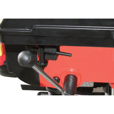 Close-up of depth lock ball knob on Benchtop Drill Press With Five Speed And Eight Inch Swing Half Inch Chuck Two Inch Vertical Stroke