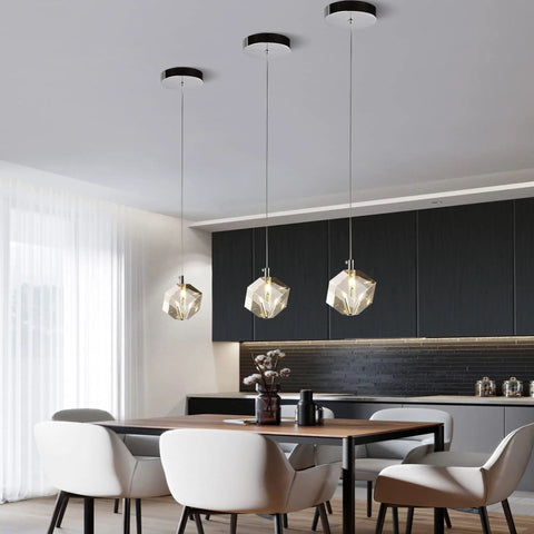 1 Light Cube Crystal Pendant Light Fixture Mini Square Clear Crystal Hanging Lamp For Kitchen Island And Dining Room Slick Modern Style With Chrome Canopy Energy Efficient 3W Perfect For Contemporary Homes