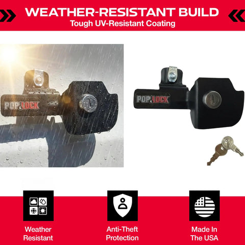 Heavy Duty Manual Tailgate Lock For Chevy Silverado And Gmc Sierra 1999 To 2007 with dual keys shown in weather-resistant finish.