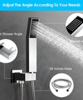 12 Inch Rain Shower System With Wall Mount Faucet, 2-In-1 Handheld Showerhead spraying water, polished chrome, with 59 inches hose
