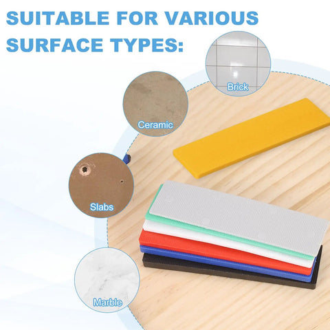 Built Tough 120 Pack Black Plastic Tile Shims 15 64 Inch Thick Structural Spacers For Leveling Floors And Walls displayed on various surfaces.