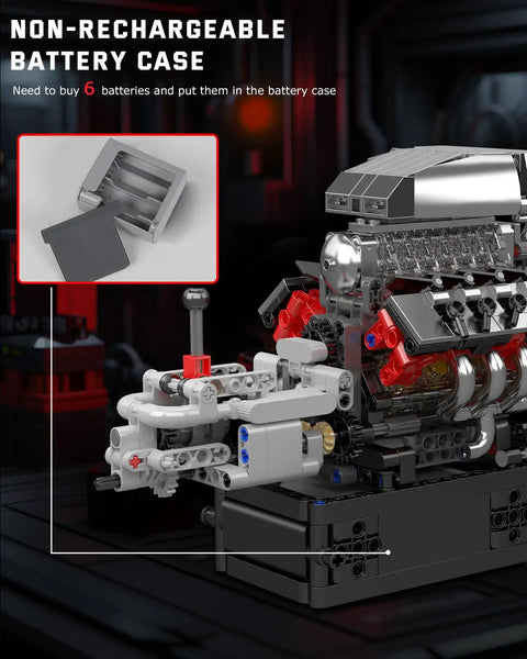V8 Engine Model Kit With Transmission Build Your Own STEM 8 Cylinder Car Engine From 855 Plus Parts Realistic Engine Block Building Set For Adults Hands On Engineering Toys For Collectors And Hobbyists, battery case