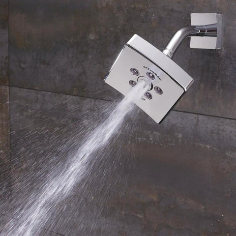 Polished Chrome Kubos Anystream High Pressure Adjustable 2.5 GPM Shower Head With 360 Degree Anystream Technology in use