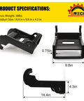 X Change Quick Attach Coupler Bracket For Mini Excavators Black Coated Steel Mount Turns Any Attachment Into A Bobcat Ready Tool Easy Weld On Conversion Compatible With Bobcat E Series, showing side dimensions and black finish.