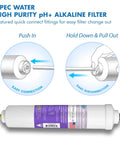 Alkaline PH Plus Inline Filter Kit 10 Inch Calcium Carbonate High Purity Water Treatment, US Made, connection diagram shown