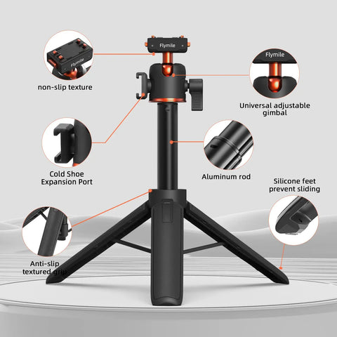 21 Inch Grab And Go Portable Selfie Stick Tripod With Quick Release Magnetic Lock for X5 Ace Pro 2 and 360 Action Cameras close-up with labels