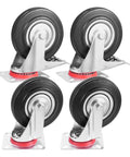 Four Heavy Duty Rubber Swivel Caster Wheels For Furniture And Office Chairs, Whisper Quiet Movement, Scratch Free Floor Protection