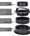 3 In 1 Hamburger Press With Nonstick Patty Mold For Stuffed Burgers Sliders And Veggie And Beef Patties Includes 100 Pcs Patty Papers
