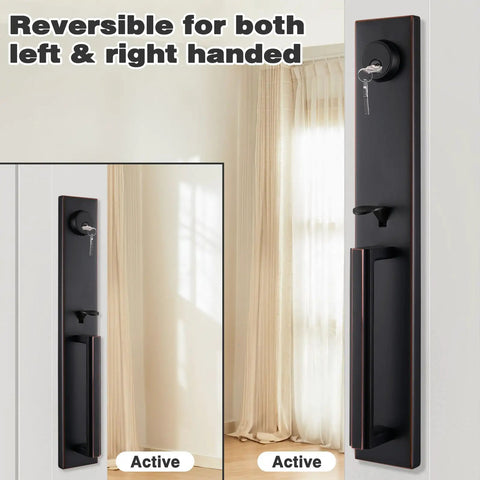 Beefy Heavy Duty Keyed And Dummy Handleset For Dual Door Entry In Pewter Finish with reversible left and right handed levers