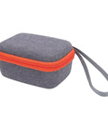 Hard EVA Case For Kids Music Player With Velvet Lining Travel Storage Bag, gray with orange zip and handle strap visible.