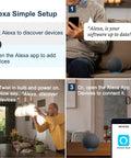 Image showing setup steps for Alexa Ready Color Changing LED Bulbs A19 100W Equivalent Bluetooth Mesh.