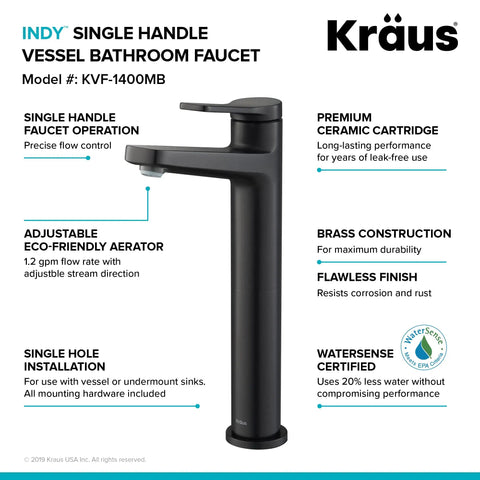 Indy Single Handle Vessel Bathroom Faucet Chrome Finish Solid Brass Construction with detailed features displayed