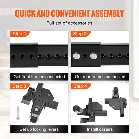 Step-by-step guide assembling Heavy Duty Universal Mobile Base For Woodworking Equipment And Power Tools, 1500 Lb Capacity