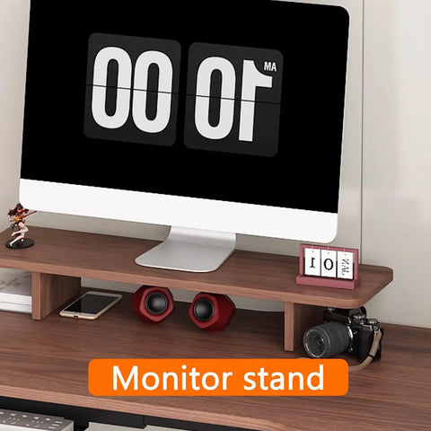 Level Up Your Home Office Game With This Rock Solid 55 Inch Manual Standing Desk Packed With A Pull Out Keyboard Tray And Four Easy Height Adjustments So You Can Switch Between Sitting And Standing Without Breaking A Sweat with monitor stand elevating an iMac.