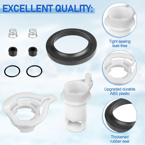 RV Water Valve Replacement Kit 42049 Style II For Aqua Magic Style II Toilets, ABS Plastic Construction, Prevents Leaks At Back Of Toilet, Easy Install, Durable Upgrade For Your RV Toilet