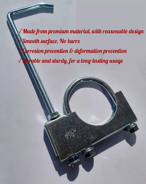 Heavy Duty 2.5 Inch Exhaust Hanger Clamp On Universal Fit For Cars And Trucks, No Weld Install, Durable Steel Bracket Closeup