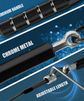 Close-up of Speed Jump Rope For Training And Fitness, Adjustable Length Tangle Free Rope With Dual Bearings, metal handle and parts